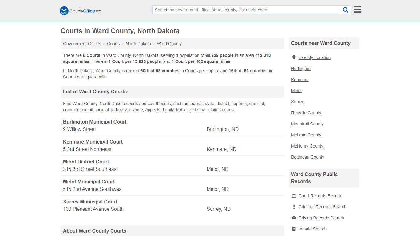 Courts - Ward County, ND (Court Records & Calendars)