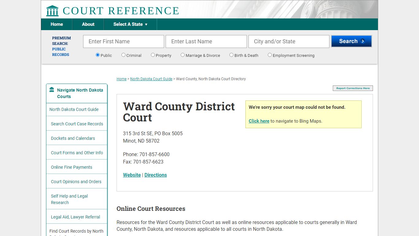 Ward County District Court - Court Records Directory
