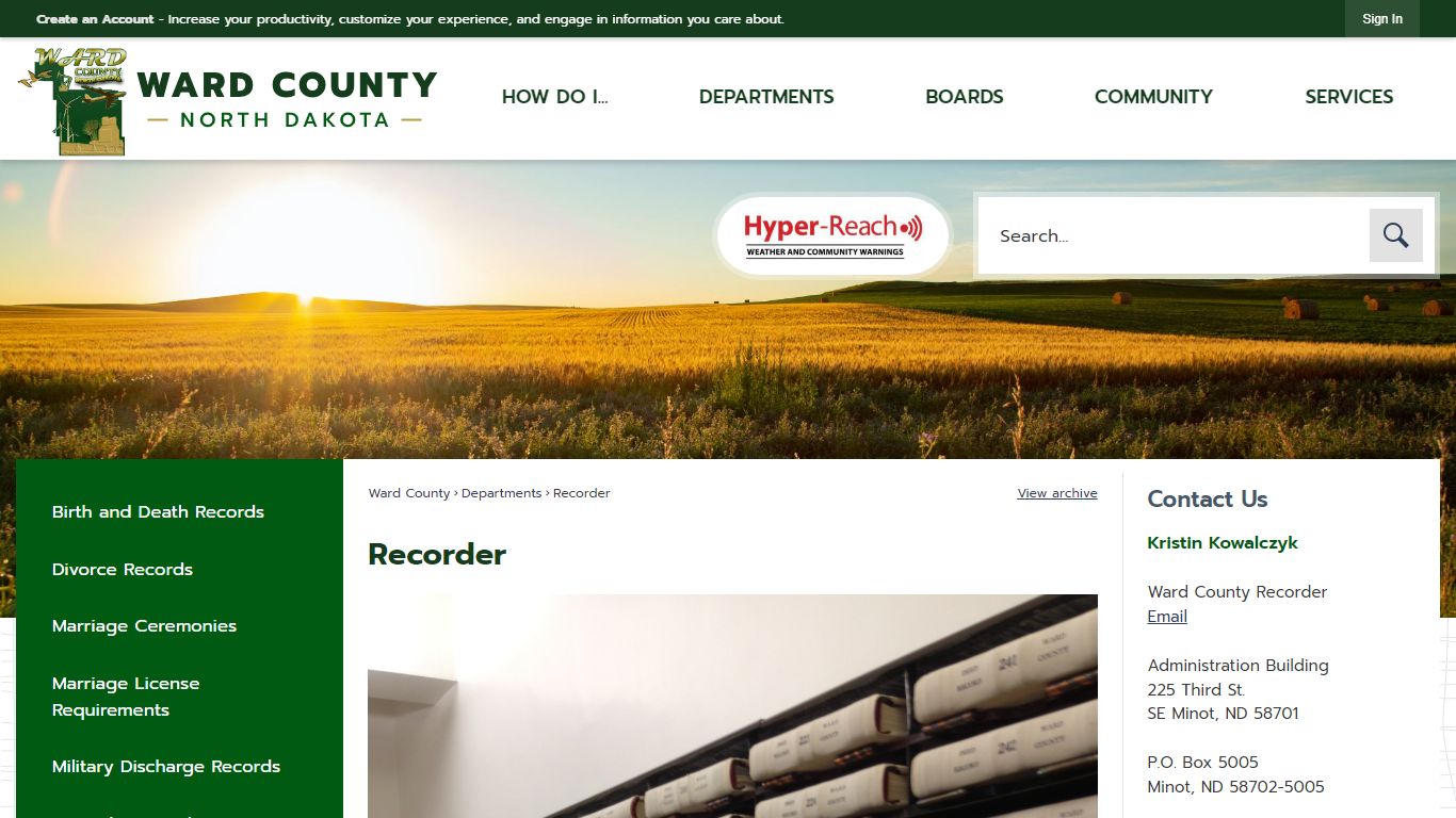 Recorder | Ward County, ND - Official Website